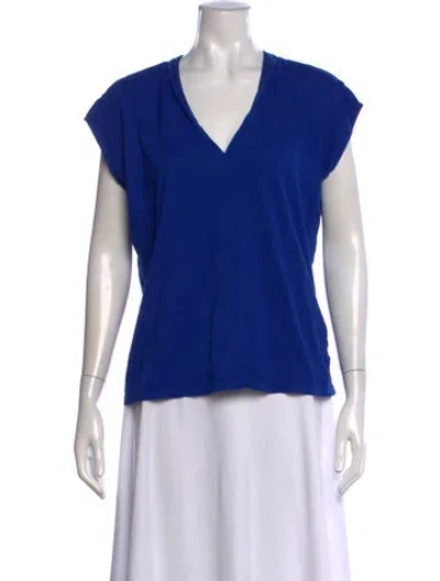 Pre-owned Frame V-neck Short Sleeve T-shirt In Blue
