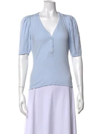 Pre-owned Frame V-neck Short Sleeve T-shirt In Blue