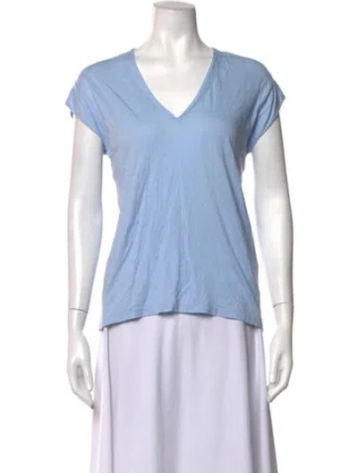 Pre-owned Frame V-neck Short Sleeve T-shirt In Blue