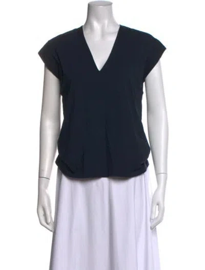 Pre-owned Frame V-neck Short Sleeve T-shirt In Blue
