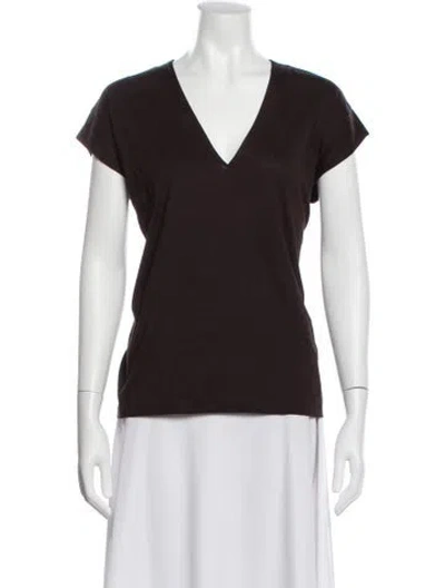 Pre-owned Frame V-neck Short Sleeve T-shirt In Brown