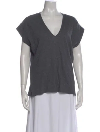 Pre-owned Frame V-neck Short Sleeve T-shirt In Gray