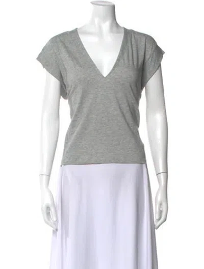 Pre-owned Frame V-neck Short Sleeve T-shirt In Gray