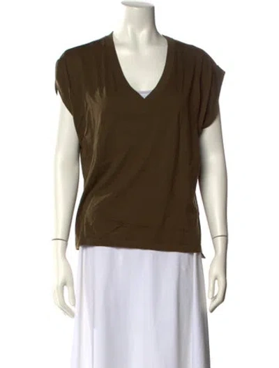 Pre-owned Frame V-neck Short Sleeve T-shirt In Green