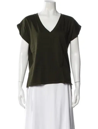 Pre-owned Frame V-neck Short Sleeve T-shirt In Green