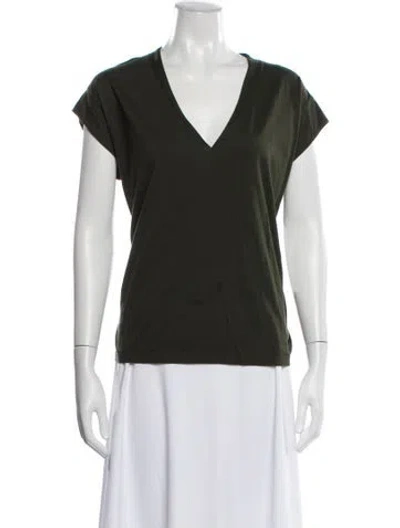 Pre-owned Frame V-neck Short Sleeve T-shirt In Green