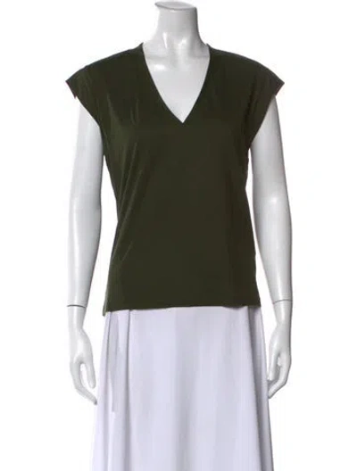 Pre-owned Frame V-neck Short Sleeve T-shirt In Green