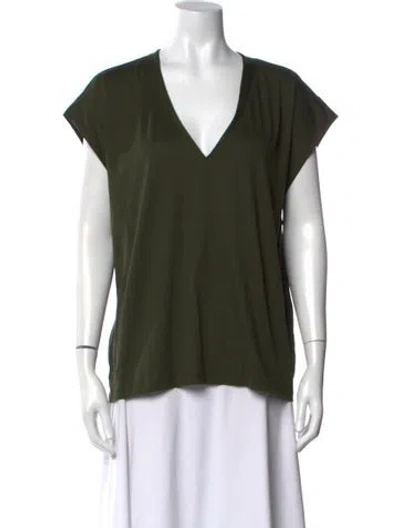 Pre-owned Frame V-neck Short Sleeve T-shirt In Green