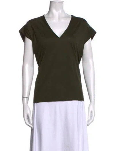 Pre-owned Frame V-neck Short Sleeve T-shirt In Green