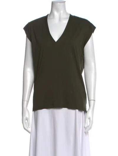 Pre-owned Frame V-neck Short Sleeve T-shirt In Green