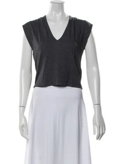 Pre-owned Frame V-neck Short Sleeve T-shirt In Grey