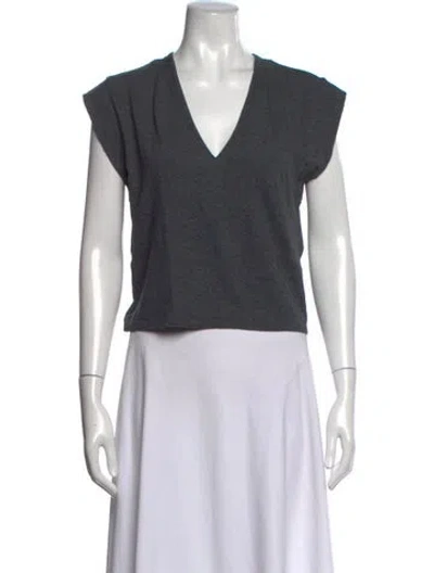 Pre-owned Frame V-neck Short Sleeve T-shirt In Grey