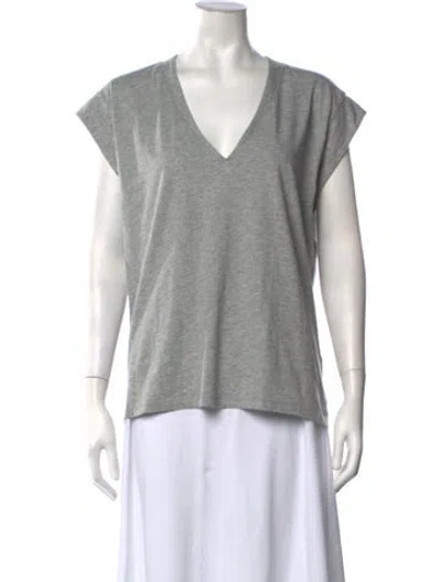 Pre-owned Frame V-neck Short Sleeve T-shirt In Grey