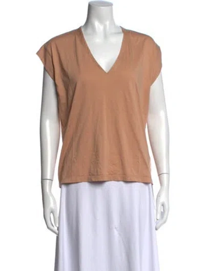 Pre-owned Frame V-neck Short Sleeve T-shirt In Neutrals