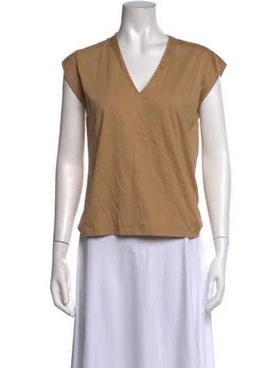 Pre-owned Frame V-neck Short Sleeve T-shirt In Neutrals