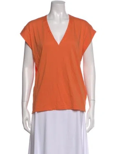 Pre-owned Frame V-neck Short Sleeve T-shirt In Orange