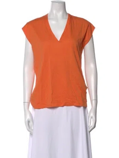 Pre-owned Frame V-neck Short Sleeve T-shirt In Orange