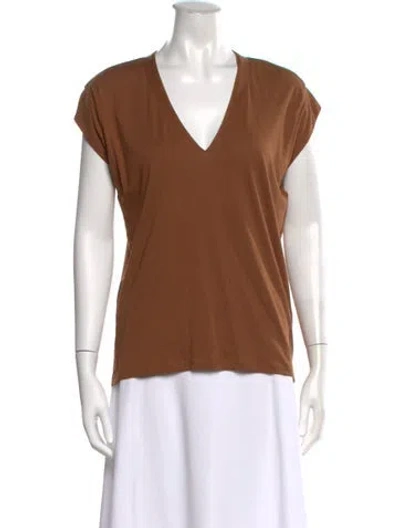 Pre-owned Frame V-neck Short Sleeve T-shirt W/ Tags In Brown
