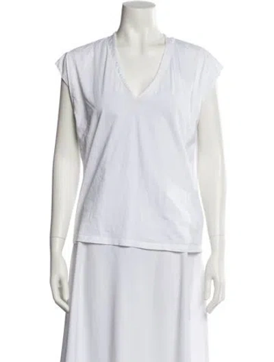 Pre-owned Frame V-neck Short Sleeve T-shirt In White