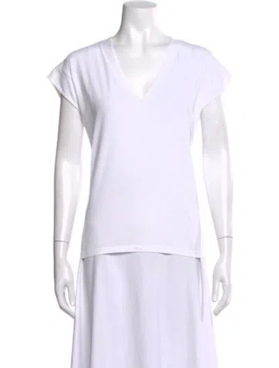 Pre-owned Frame V-neck Short Sleeve T-shirt In White