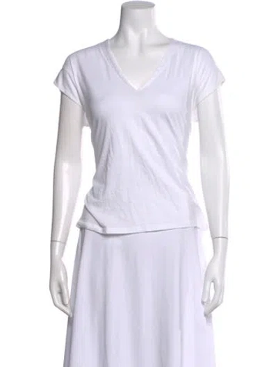 Pre-owned Frame V-neck Short Sleeve T-shirt In White
