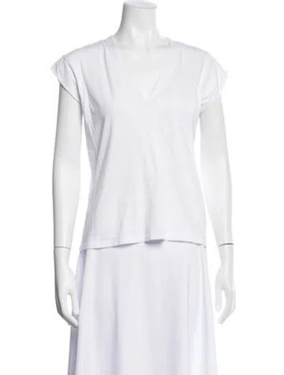 Pre-owned Frame V-neck Short Sleeve T-shirt In White