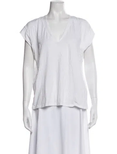 Pre-owned Frame V-neck Short Sleeve T-shirt In White