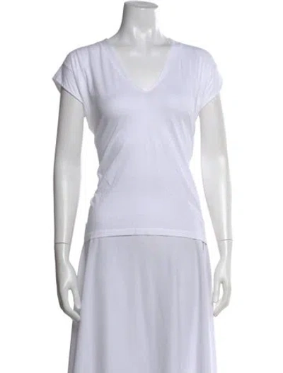 Pre-owned Frame V-neck Short Sleeve T-shirt In White