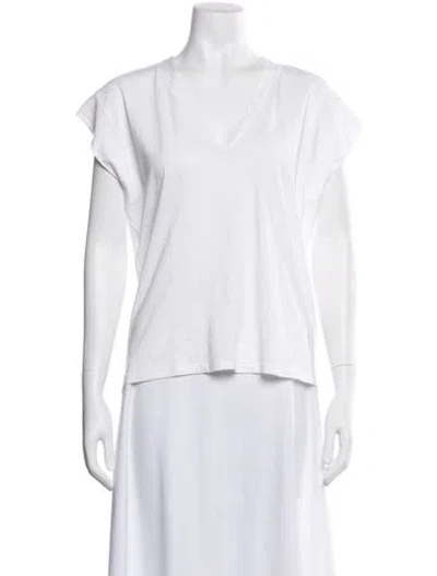 Pre-owned Frame V-neck Short Sleeve T-shirt In White