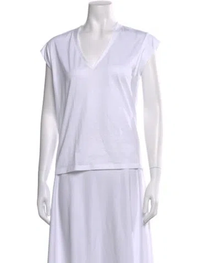 Pre-owned Frame V-neck Short Sleeve T-shirt In White