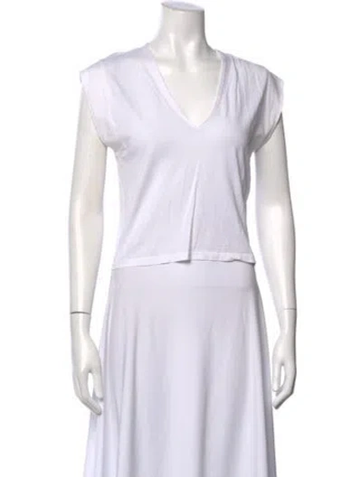 Pre-owned Frame V-neck Short Sleeve T-shirt In White