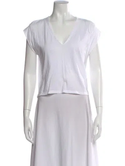 Pre-owned Frame V-neck Short Sleeve T-shirt In White