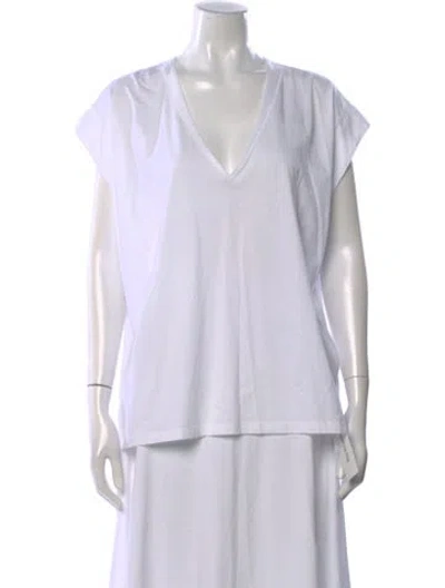 Pre-owned Frame V-neck Short Sleeve T-shirt In White