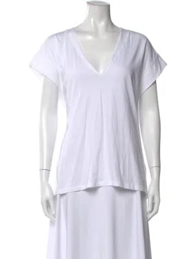 Pre-owned Frame V-neck Short Sleeve T-shirt In White