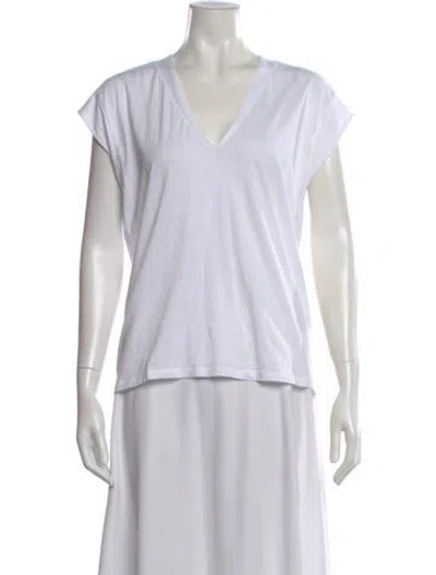 Pre-owned Frame V-neck Short Sleeve T-shirt In White