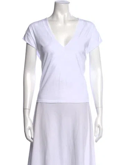 Pre-owned Frame V-neck Short Sleeve T-shirt In White
