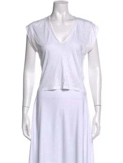 Pre-owned Frame V-neck Short Sleeve T-shirt In White