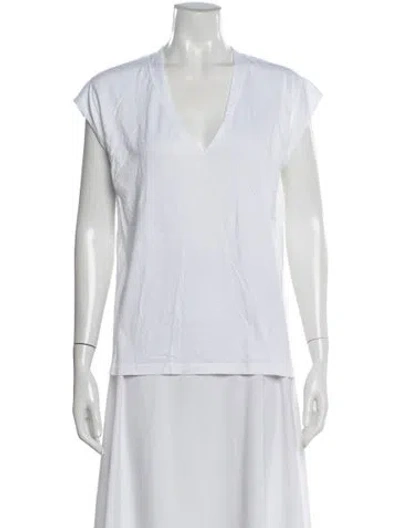 Pre-owned Frame V-neck Short Sleeve T-shirt In White