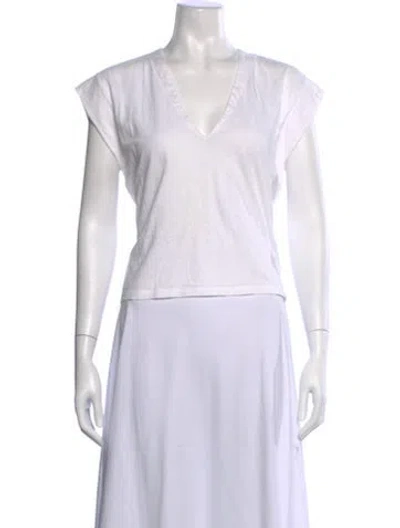 Pre-owned Frame V-neck Short Sleeve T-shirt In White