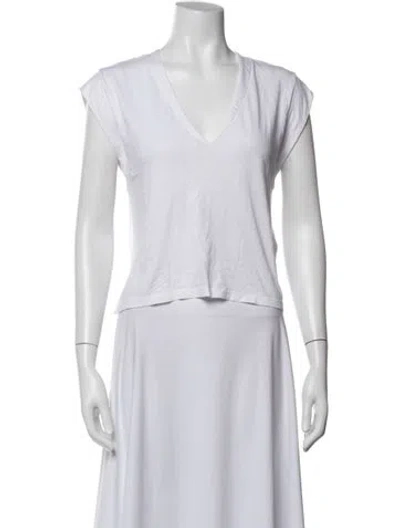 Pre-owned Frame V-neck Short Sleeve T-shirt In White