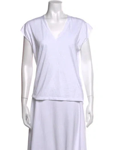 Pre-owned Frame V-neck Short Sleeve T-shirt In White