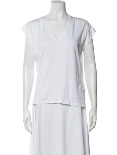 Pre-owned Frame V-neck Short Sleeve T-shirt In White