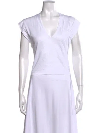 Pre-owned Frame V-neck Short Sleeve T-shirt In White