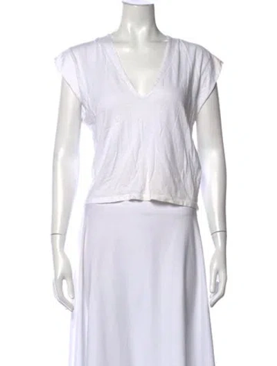 Pre-owned Frame V-neck Short Sleeve T-shirt In White