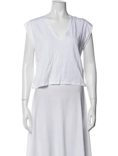 Pre-owned Frame V-neck Short Sleeve T-shirt In White