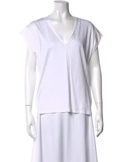 Pre-owned Frame V-neck Short Sleeve T-shirt In White