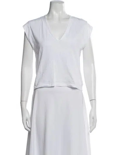 Pre-owned Frame V-neck Short Sleeve T-shirt In White