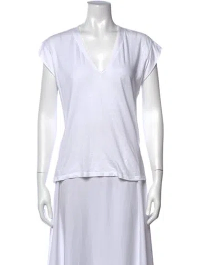 Pre-owned Frame V-neck Short Sleeve T-shirt In White