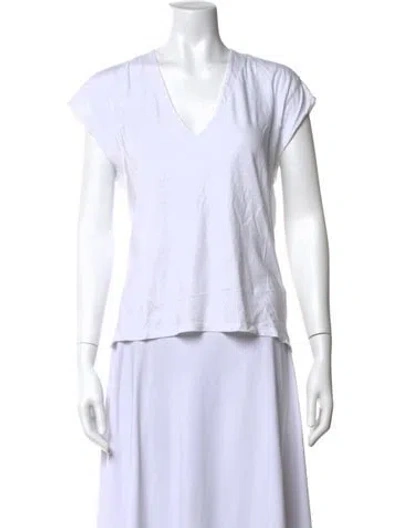 Pre-owned Frame V-neck Short Sleeve T-shirt In White