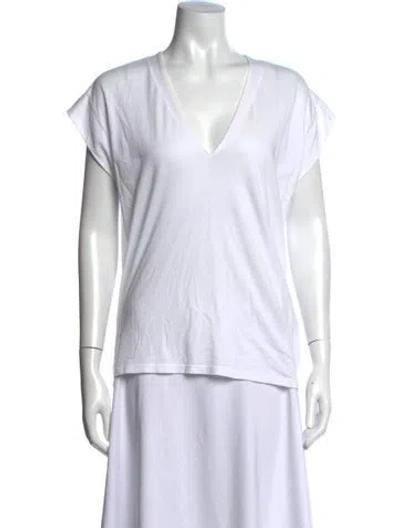 Pre-owned Frame V-neck Short Sleeve T-shirt In White